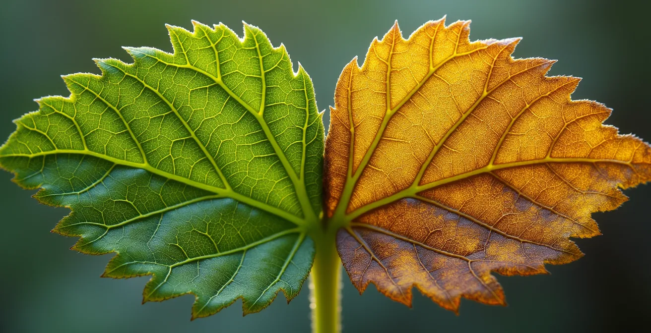 Descomposición de bandas espectrales de luz: banda roja, infrarroja cercana y térmica reflejadas por plantas saludables versus estresadas