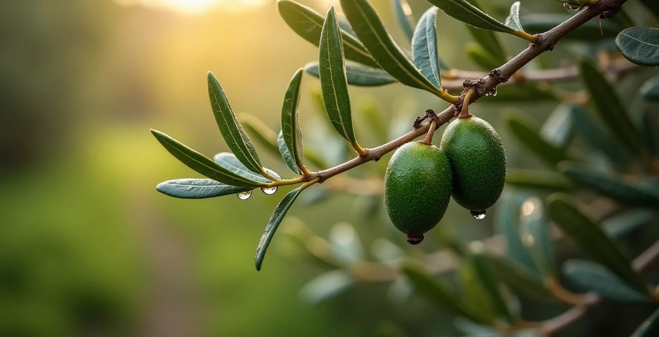 Detalle macro de brotes de olivo en diferentes fases fenológicas