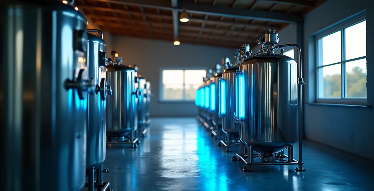 Sistema de filtración y ozonización de agua en una granja española moderna